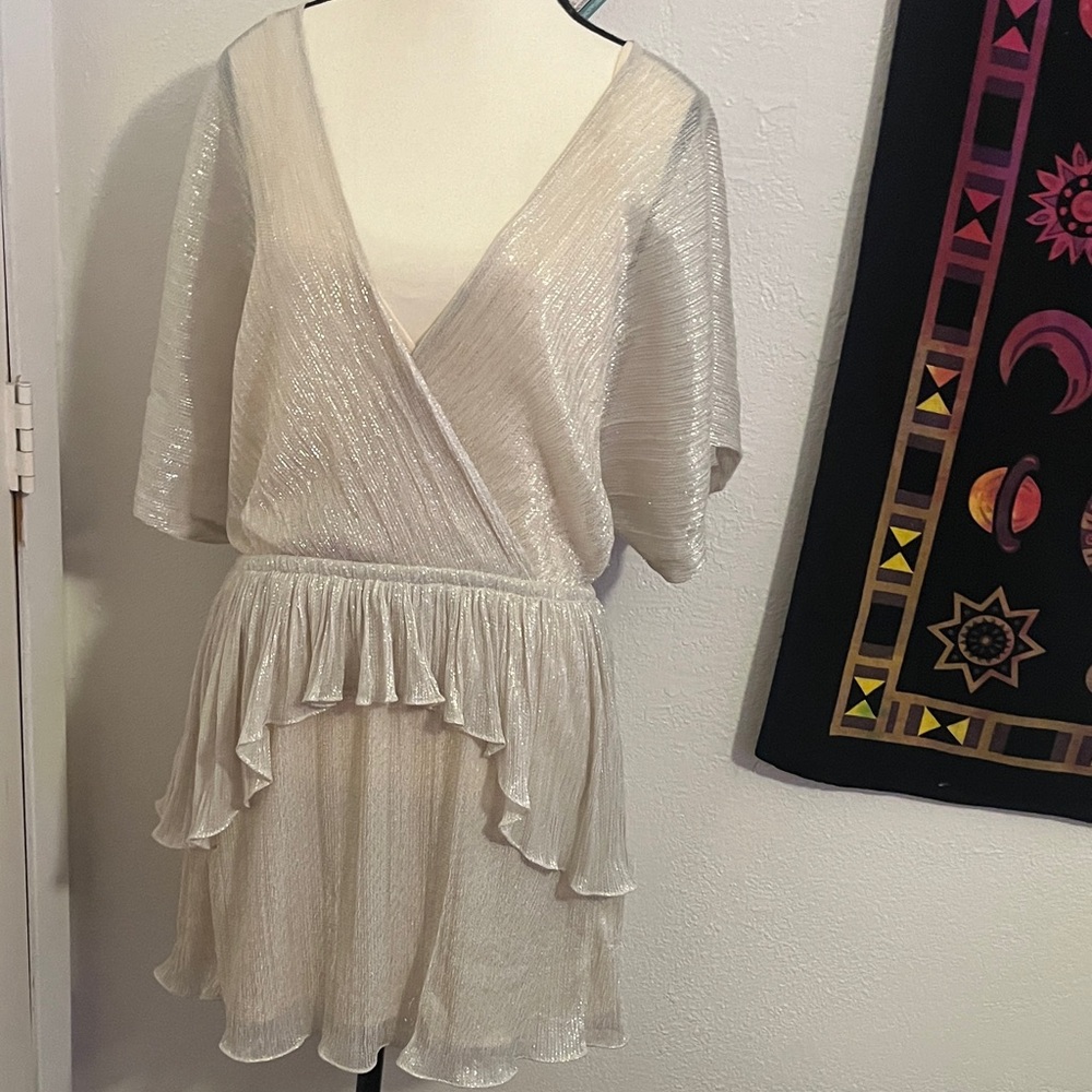 Lovestitch Cream Shimmer Wrap Dress